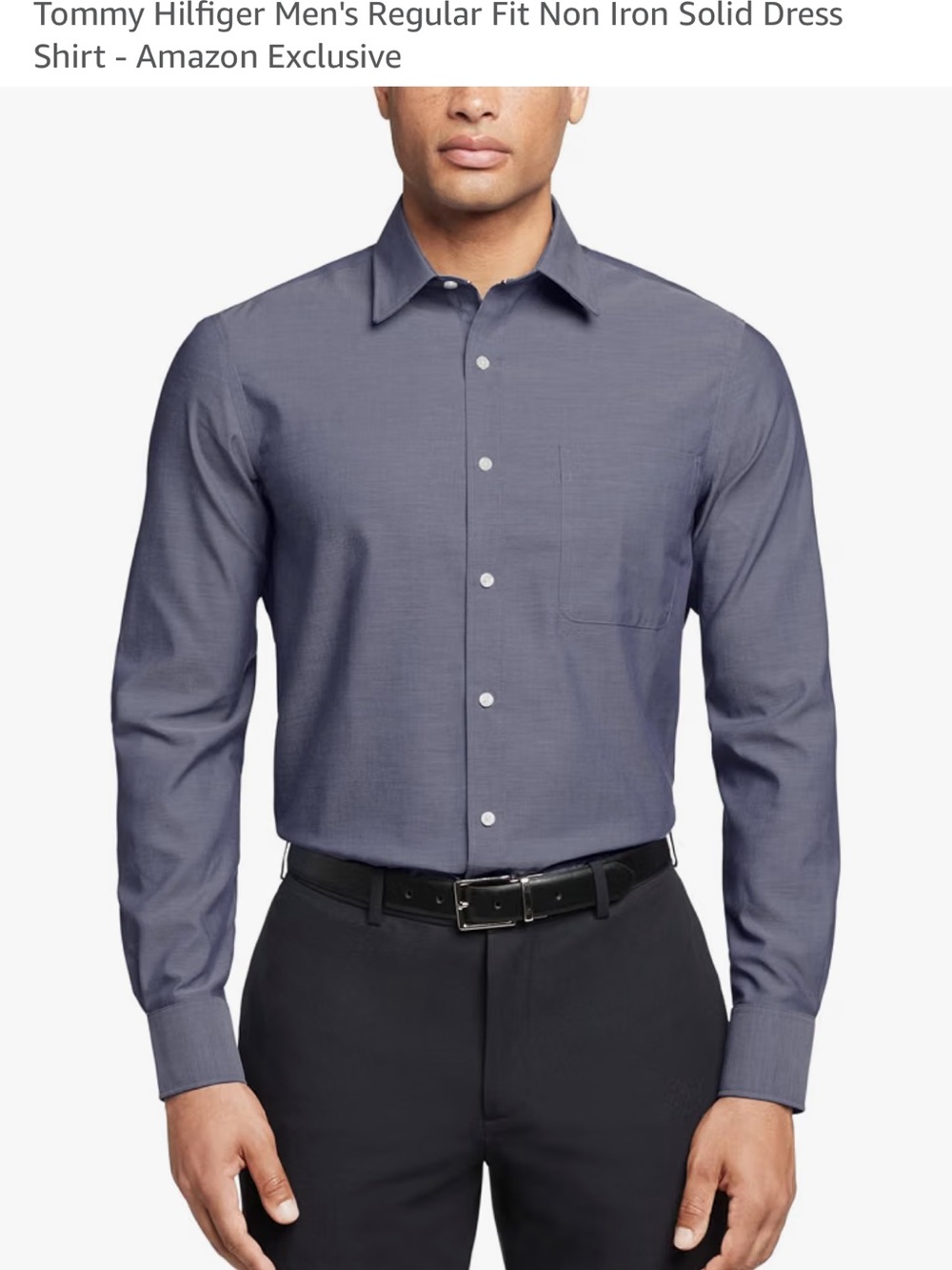 Tommy Hilfiger Men's Slate Blue Regular Fit Dress Shirt